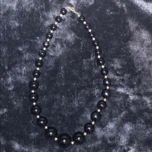 Vintage black and gold bead necklace